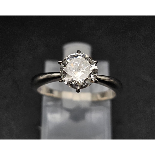 190 - A 1.275ct DIAMOND SOLITAIRE RING IN PLATINUM .4.2gms   size K