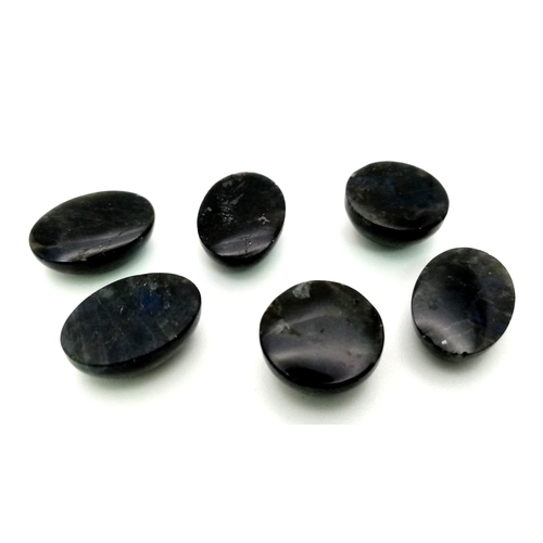 1149 - A parcel of 6 cabochon labradorite gemstones. 38.55ct. Ref: 7162