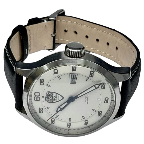 1157 - A Ducati Gents Quartz Watch. Black leather strap. Stainless steel case - 47mm. White dial with date ... 