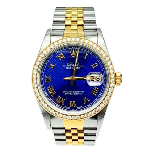 169 - A Bi-Metal and Diamond Rolex Oyster Perpetual Datejust Automatic Gents Watch. Gold and stainless ste... 