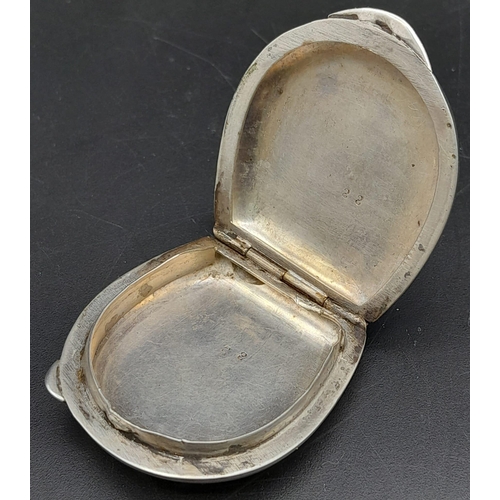 376 - 3rd Reich .800 Silver Horseshoe Shaped Snuff Box. 
Hand Engraved with the insignia of the 8th SS Cav... 