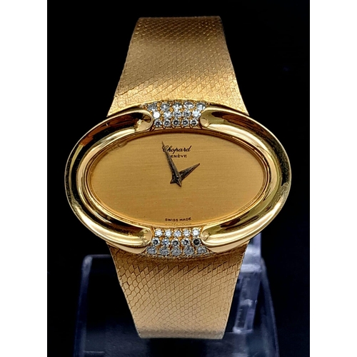 An 18k Yellow Gold and Diamond Chopard Women s Dress Watch