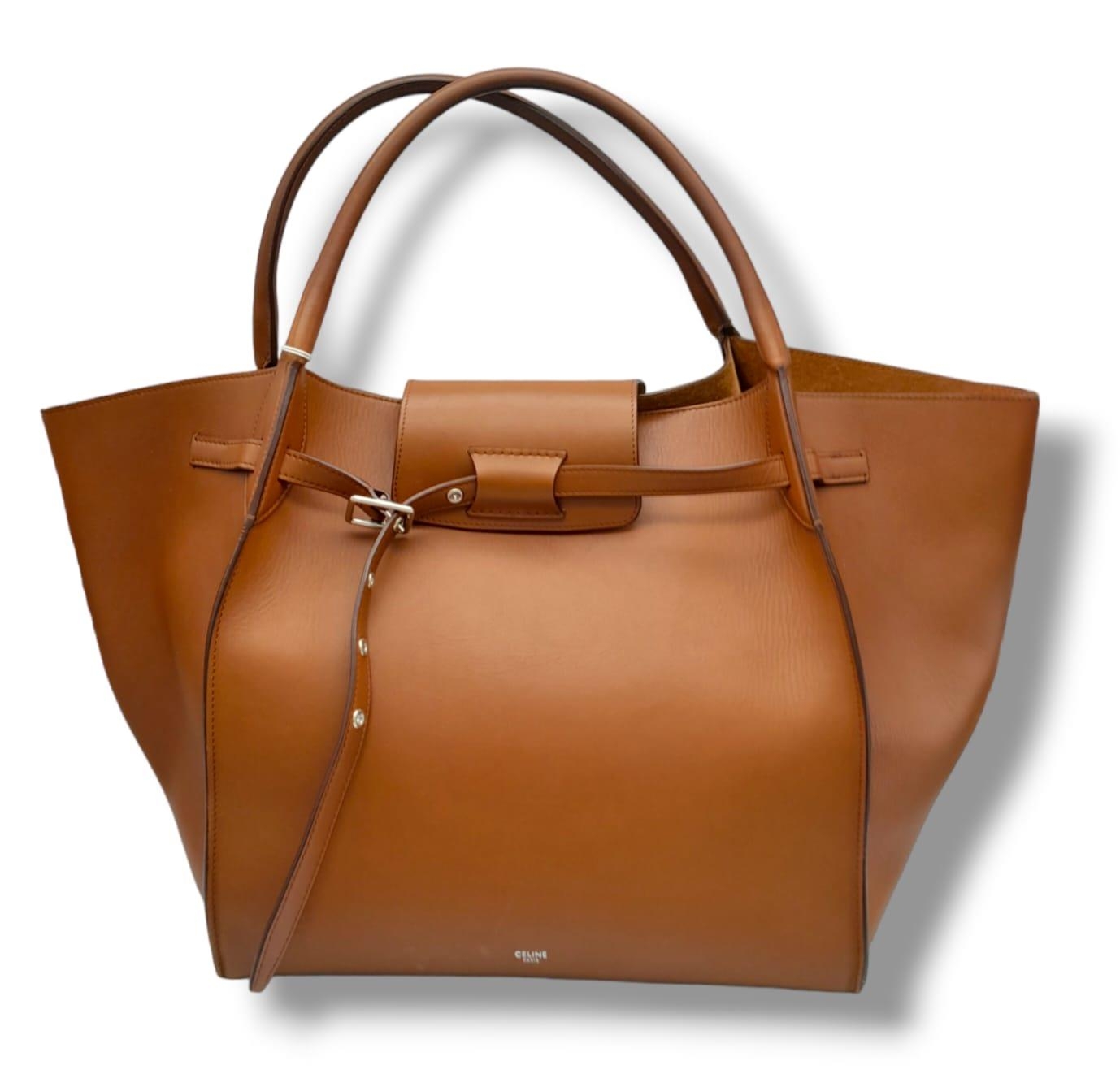 A large Celine Brown Leather Tote Bag. Come with an original card