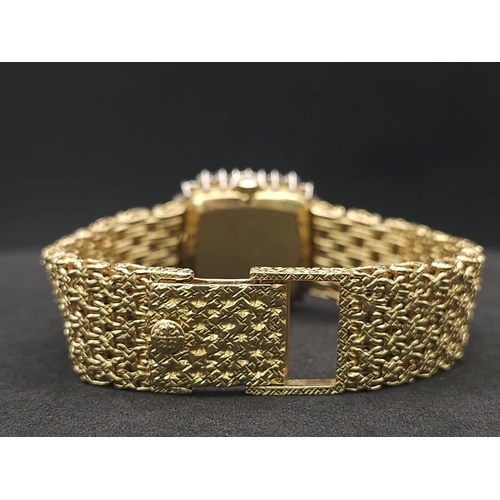 112 - A Vintage Patek Phillipe 18K Yellow Gold and Diamond Watch. 18k gold mesh bracelet. 18k gold case - ... 