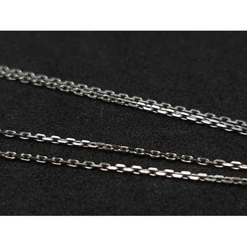 664 - 14K WHITE GOLD DIAMOND SET INFINITY NECKLACE. TOTAL WEIGHT 2.1G. TOTAL LENGTH 44CM.