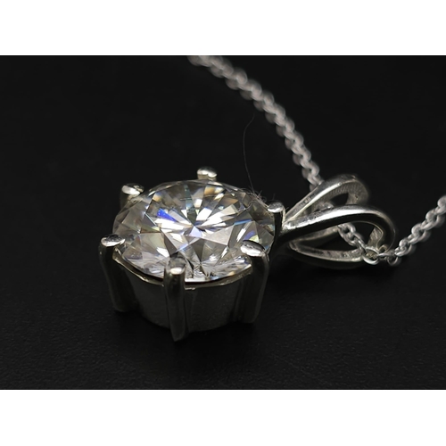 1151 - A 6.5ct White Moissanite Pendant on 925 Silver, with a Silver Chain. 21mm pendant, 23cm chain, 5g to... 