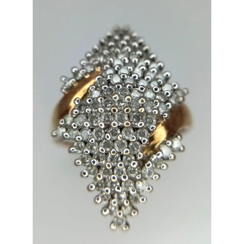 404 - 9kt Yellow Gold fancy Cluster Ring 0.50ct
W: 5.6g
Size N