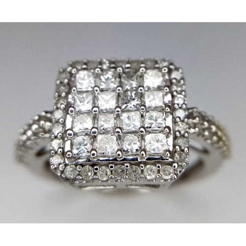 480 - 9kt White Gold Diamond Cluster Ring 0.60ct
W: 2.8g
Size: N