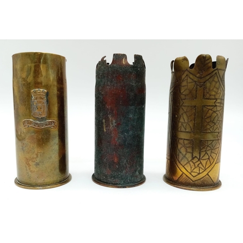 9 X WW1 trench art inert shell casings