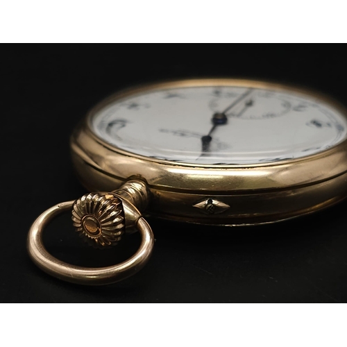 13 - Charming International Watch Company IWC 14K rose gold Half Hunter pocket watch. White dial, engrave... 