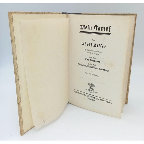 396 - 3rd Reich Wedding Edition Mein Kampf Dated 1940. A gift from the local Ortsgruppen (the Town or City... 