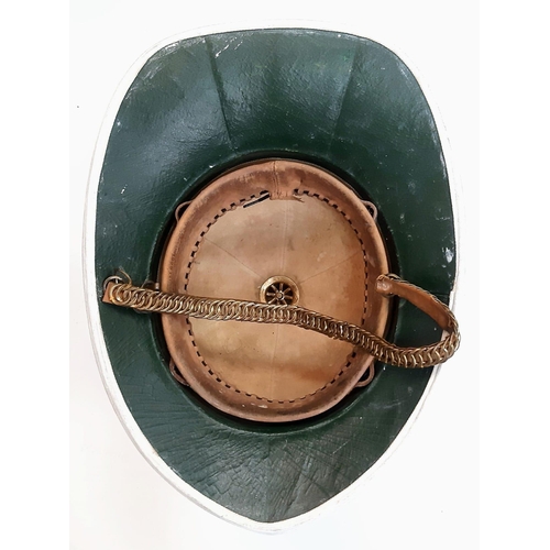 460 - 1960 Dated Royal Marines Band Pith Helmet. Compete with liner, badge, chin strap and top pommel. Ver... 