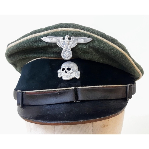 96 - A WW2 German Waffen SS NCO’s Field Crasher Visor Cap from a Panzer Unit.