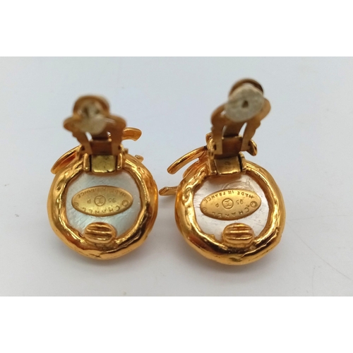 499 - A Pair of Chanel Gilded Clip-On Earrings. 43mm in length.