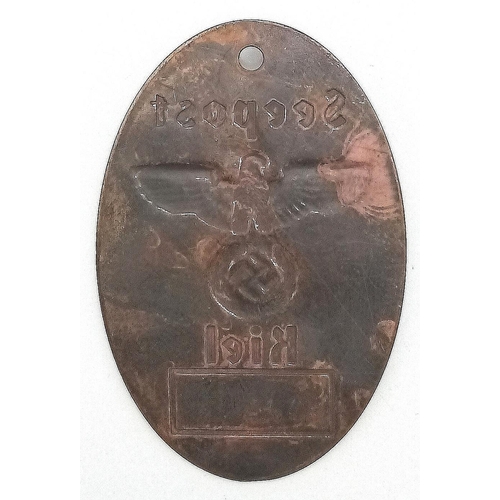 779 - WW2 German Kriegsmarine Mail Sack Tag.