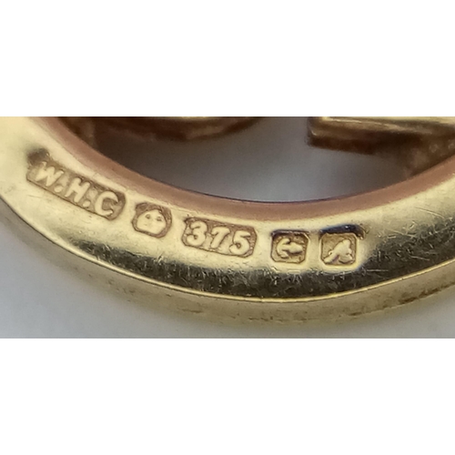 909 - 9kt Yellow Gold '13' Charm.
W: 1.1g