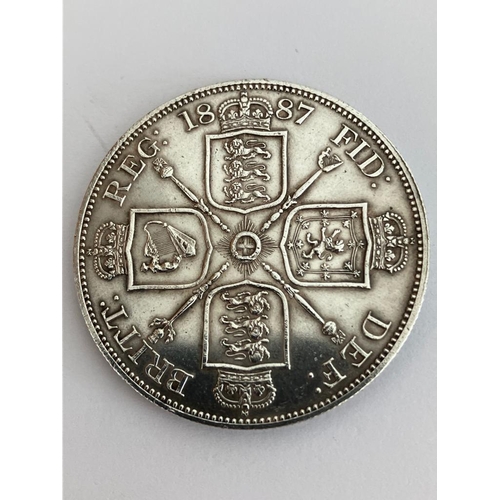 210 - SILVER VICTORIAN DOUBLE FLORIN 1887 in Extra fine/brilliant condition. Having exceptional raised det... 