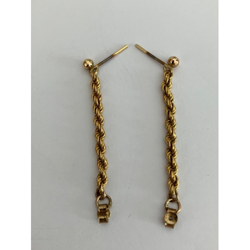 238 - Pair of 9 carat GOLD ROPE EARRINGS. 0.86 grams.