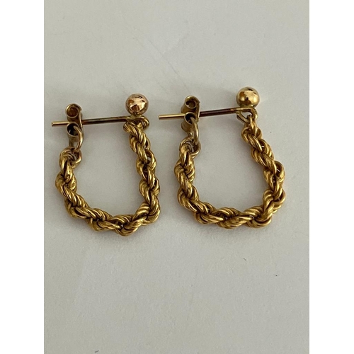 238 - Pair of 9 carat GOLD ROPE EARRINGS. 0.86 grams.