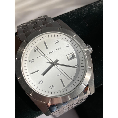 266 - Gentlemans FRENCH CONNECTION QUARTZ WRISTWATCH FC1159SM. Finished in stainless steel silver tone. Ha... 