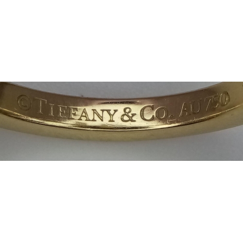 34 - A TIFFANY & CO T SQUARE RING SET IN 18K YELLOW GOLD IN GOOD CONDITION, RRP £1900 SIZE N 5.8G