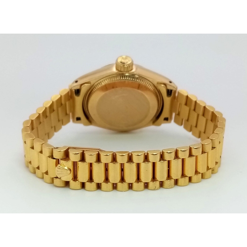 192 - AN 18K GOLD ROLEX OYSTER PERPETUAL DATEJUST WIYH DIAMOND NUMERALS AND SOLID 18K GOLD STRAP , GOLDTON... 