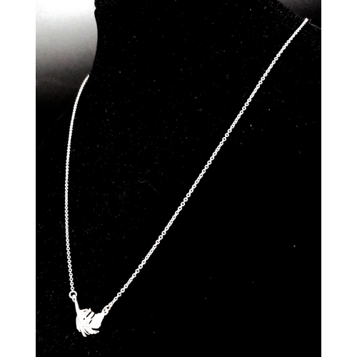 1066 - An Alex Monroe silver feather necklace on 18 inch adjustable chain. 2.5g.