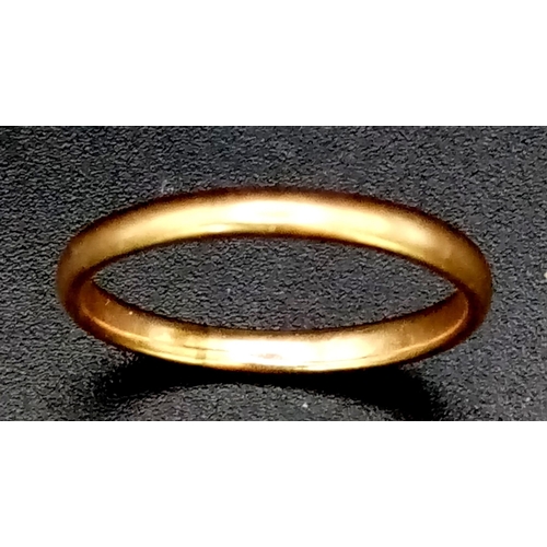 219 - A 9K ROSE GOLD BAND RING . 1.8gms   size O