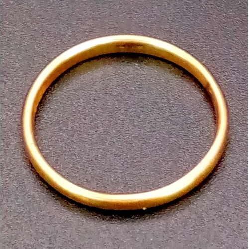 219 - A 9K ROSE GOLD BAND RING . 1.8gms   size O