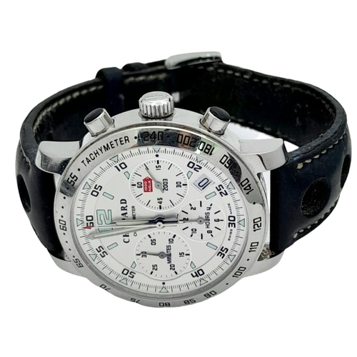 302 - A Chopard Mille Miglia Chronograph Automatic Gents Watch. Black leather strap. Stainless steel case ... 