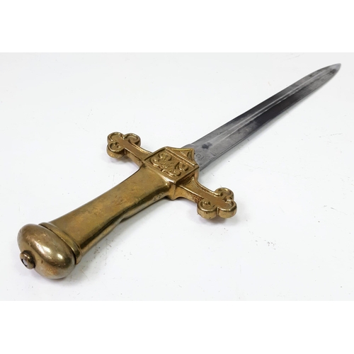 608 - Victorian British Military Band Sword. Marked with the V.R Sypher. Comes in a brass mounted leather ... 