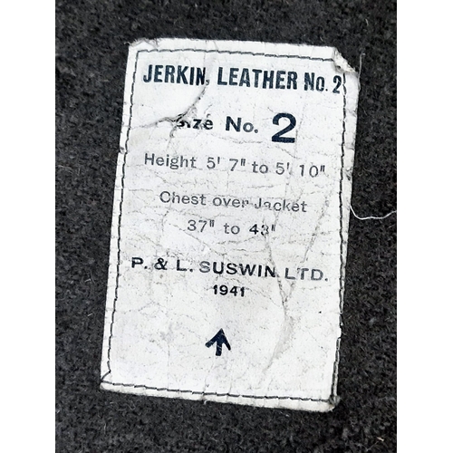 622 - WW2 British Leather Jerkin Dated 1941. 
Very good condition for its age, the best I have seen in a l... 