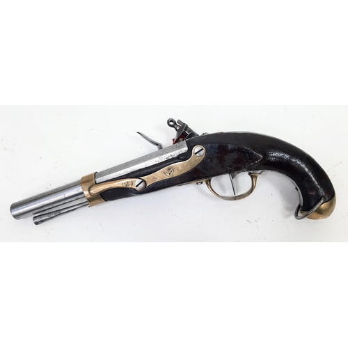 68 - A French Napoleonic 1st Empire 1796 Pattern Naval Flint Lock Pistol. 
Nice lock action. Lots of Nava... 