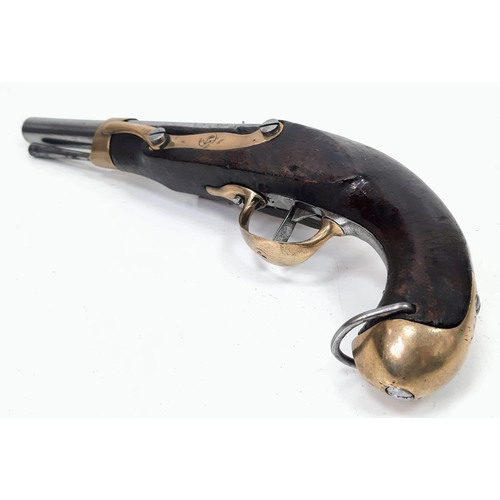 68 - A French Napoleonic 1st Empire 1796 Pattern Naval Flint Lock Pistol. 
Nice lock action. Lots of Nava... 