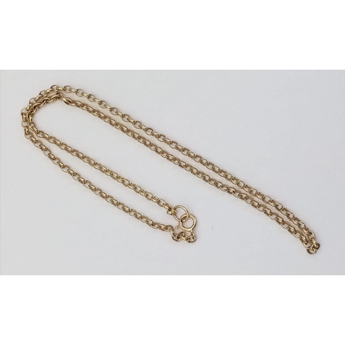 177 - A 9K GOLD BELCHER CHAIN .  6gms   40cms