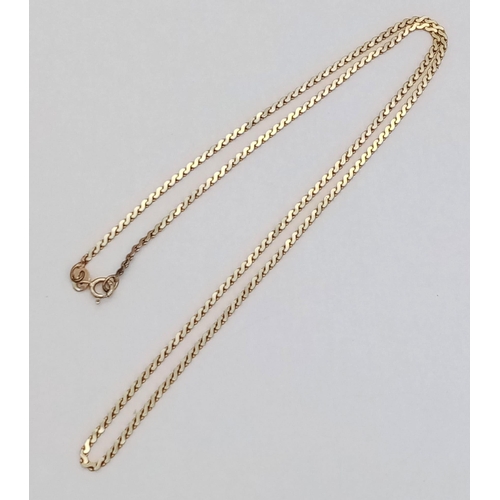 233 - A 46cms 9K GOLD BOX CHAIN .  3.5gms