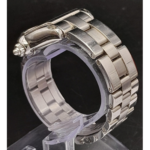 4 - A Vintage Quartz Cartier Ladies Roadster Watch. Stainless steel bracelet and case - 32mm. Metallic p... 