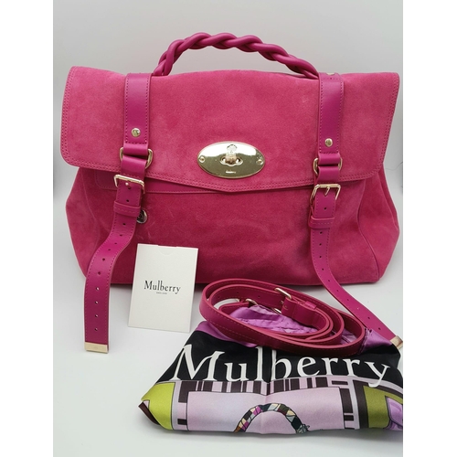 109 - A MULBERRY OVERSIZED ALEXA SUEDE SATCHEL - Pink. A luxurious Suede with a velvet nap and a soft hand... 