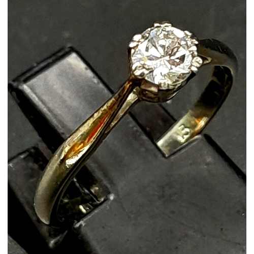 235 - An 18K White Gold Diamond Claw Solitaire Ring with a Round Brilliant Cut Diamond. Size K 1/2, 0.25ct... 