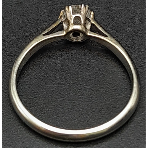 235 - An 18K White Gold Diamond Claw Solitaire Ring with a Round Brilliant Cut Diamond. Size K 1/2, 0.25ct... 