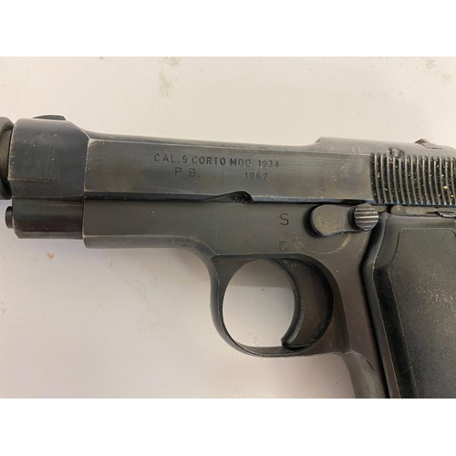 268 - A Deactivated Beretta with Silencer. This 9mm Model 34 weapon has a detachable suppressor. Comes wit... 