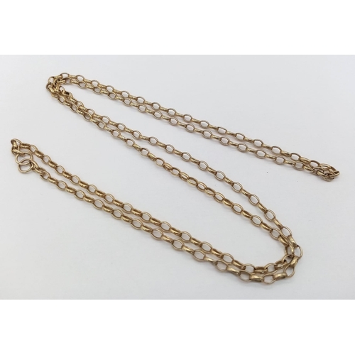 367 - A 9K GOLD BELCHER CHAIN .  11.8gms   70cms