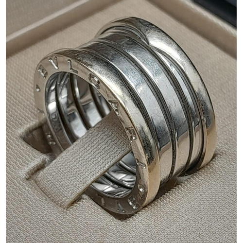 541 - A Designer Bulgari B.Zero 1 - 18K White Gold Ring. Size M. 10.98g wight. Comes with Bulgari packagin... 