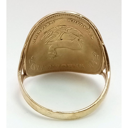 713 - 9K YELLOW GOLD ST GEORGE RING 3.1G SIZE M