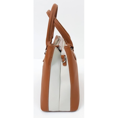 605 - An Unused French, David Jones Paris, Tan Leather Handbag 30x37cm. Comes with Shoulder Strap.