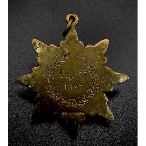 1055 - An Antique Yellow Metal Queen Victoria 1887 Jubilee Medal showing Registered Number on Reverse. 4cm ... 