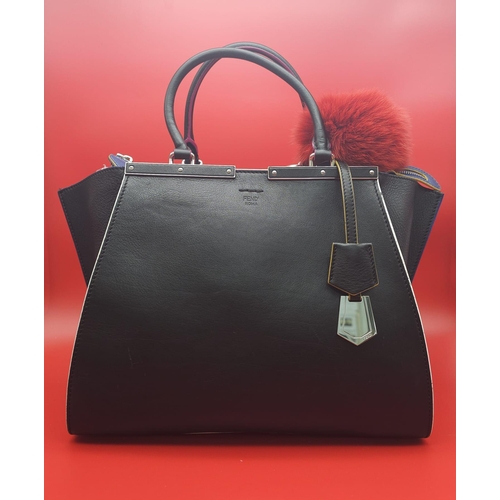 220 - A Fendi Black 3 Jours Handbag. Black leather exterior with multi-colour trim. Features soft wings th... 