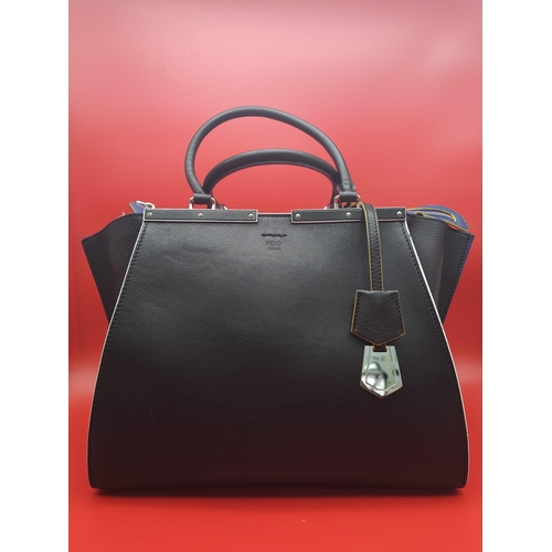 220 - A Fendi Black 3 Jours Handbag. Black leather exterior with multi-colour trim. Features soft wings th... 