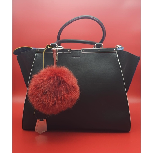 220 - A Fendi Black 3 Jours Handbag. Black leather exterior with multi-colour trim. Features soft wings th... 