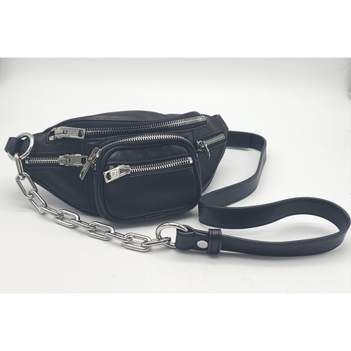 655 - A ALEXANDER WANG LEATHER BELT BAG. Six compartments with metal zips. Adjustable metal chains and lea... 